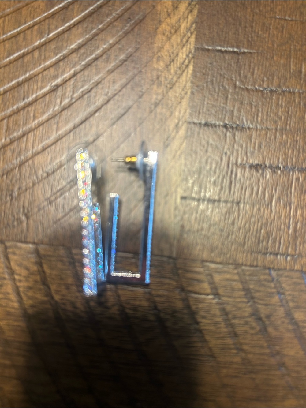Touchstone Crystal Rectangular Silver-Tone Hoop Earrings - Picture 2 of 2